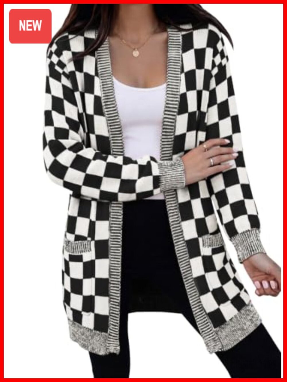 Chunky Knit Open Front Cardigan Sweater with Pockets Oversized